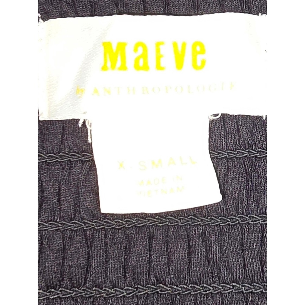 Maeve Anthropologie Floral Smocked Maxi Dress Black V-Neck‎ 3/4 Sleeve XS - Picture 7 of 16